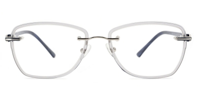 Vkyee prescription oval women eyeglasses in mixed materials, front color grey.