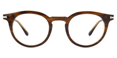 Vkyee prescription oval unisex eyeglasses in mixed materials, front  color stripe.