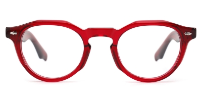 Vkyee prescription round women eyeglasses in mixed material, front color red