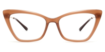 Vkyee prescription cat-eye women eyeglasses in acetate materials, front color brown.