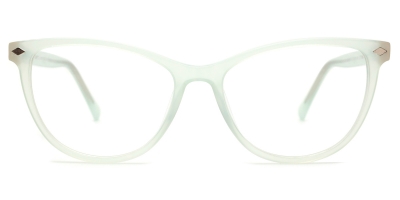 Vkyee prescription oval women eyeglasses in mixed materials, front color green.