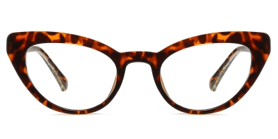 Vkyee prescription round female eyeglasses in TR90 material, front color tortoise.