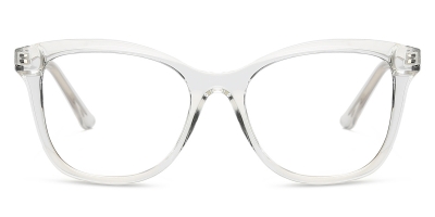 Vkyee prescription square female eyeglasses in TR90 material, front color clear.