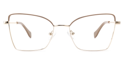 Vkyee prescription women eyeglasses square in shape with metal material, front color brown.