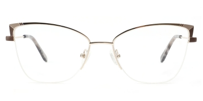 Vkyee prescription women eyeglasses square in shape with metal material, front color brown.

