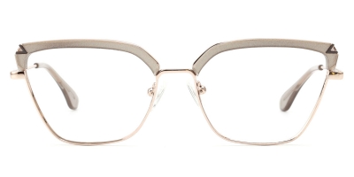 Vkyee prescription optical eyeglasses female square mixed materials frame, front color grey