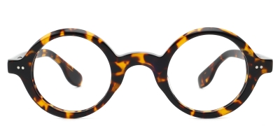Vkyee prescription round unisex eyeglasses in acetate material, front color tortoise