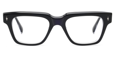 Vkyee prescription square men eyeglasses in acetate material, front color black/clear.