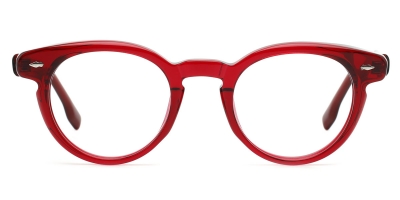Vkyee prescription round unisex eyeglasses in mixed material, front color red