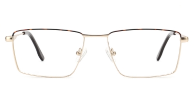 Vkyee prescription men eyeglasses square in shape with metal material, front color tortoise.