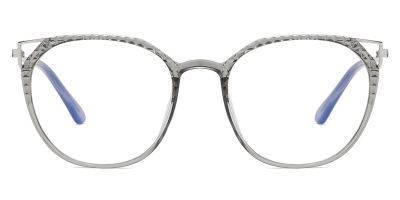 Vkyee prescription round women eyeglasses in TR90 material,front  color grey.