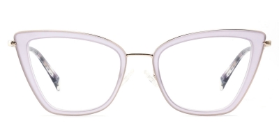 Vkyee prescription women eyeglasses square in shape with mixed material, front color purple.
