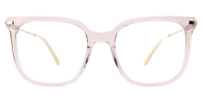 Vkyee prescription rectangle unisex eyeglasses in mixed materials, front  color pink.