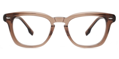 Vkyee prescription square unisex eyeglasses in mixed material, front color brown.