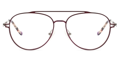 Vkyee prescription unisex eyeglasses oval in shape with metal material, front color purple