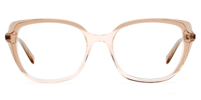 Vkyee prescription oval women eyeglasses in mixed materials, front  color champagne.
