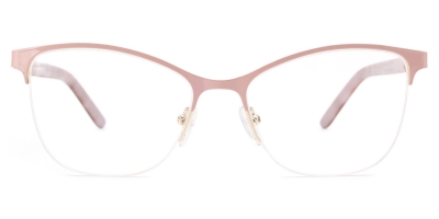 Vkyee prescription rectangle women eyeglasses in metal material, front color pink
