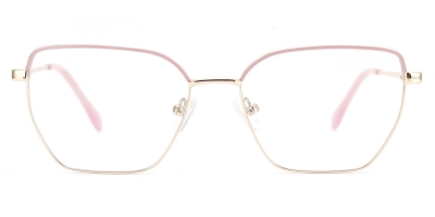 Vkyee prescription square women eyeglasses in metal materials, font color pink.