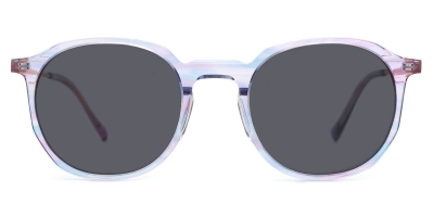Vkyee prescription oval unisex sunglasses in Titanium material,front color pink and blue stripes .
