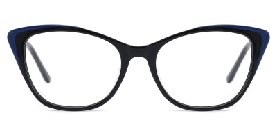 Vkyee prescription cat-eye women eyeglasses in mixed materials, front  color blue.