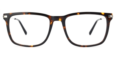 Vkyee prescription rectangle male eyeglasses in mixed materials , front color tortoise .