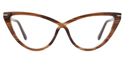 Vkyee prescription cat-eye female eyeglasses in mixed materials, front color tortoise.