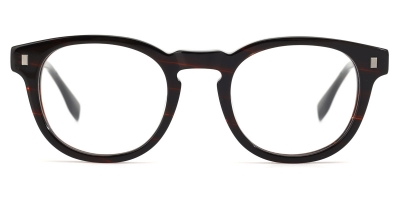 Vkyee prescription unisex eyeglasses in round shape made by mixed material, front color stripe