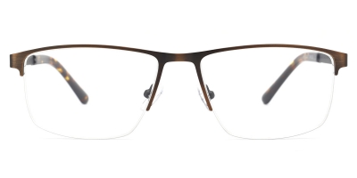 Vkyee prescription men eyeglasses square in shape with metal material, front color brown.