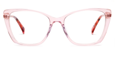 Vkyee prescription square women eyeglasses in mixed materials, front color pink.
