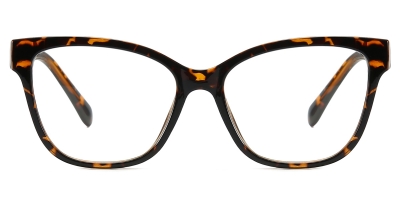Vkyee prescription square female eyeglasses in TR90 material, front color tortoise.