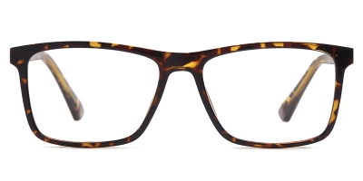 Vkyee prescription rectangle female eyeglasses in TR90 material, front color tortoise.