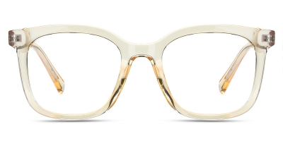 Vkyee prescription oval female eyeglasses in TR90 material, front color yellow.