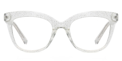 Vkyee prescription square female eyeglasses in TR90 material, front color clear.