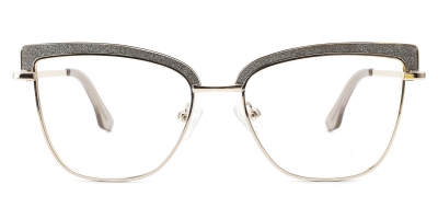 Vkyee prescription women eyeglasses square in shape with metal material, front color grey.