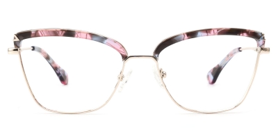 Vkyee prescription women eyeglasses square in shape with mixed materials, front color flower.