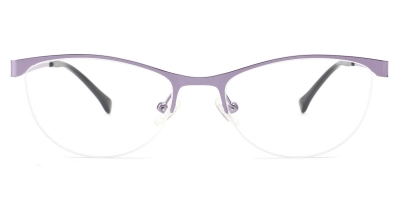 Vkyee prescription oval women eyeglasses in other metal, front color purple.
