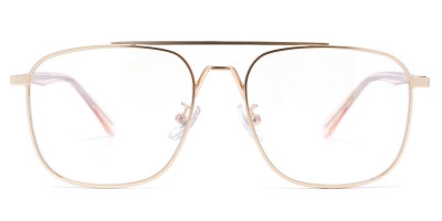 Vkyee optical prescription eyewear unisex square metal frame,front color gold