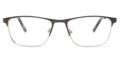 Vkyee prescription men eyeglasses square in shape with metal material, front color grey.