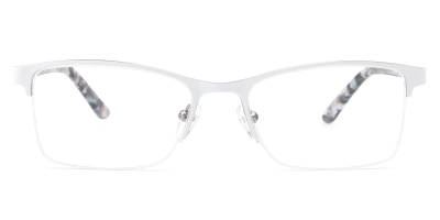 Vkyee prescription women eyeglasses square in shape with metal material, front color white.