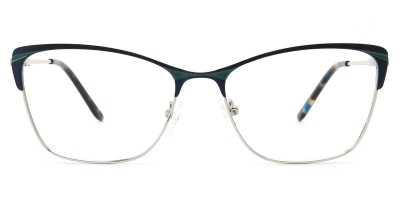 Vkyee prescription women eyeglasses square in shape with metal materials, front color blue.