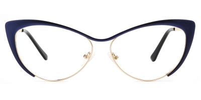 Vkyee prescription women eyeglasses oval in shape with metal material, front color blue.