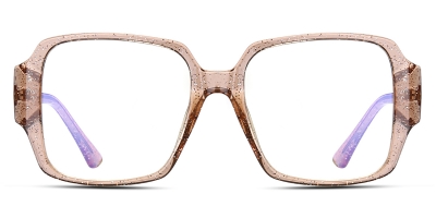Vkyee prescription square women eyeglasses in TR90 material, front color brown.