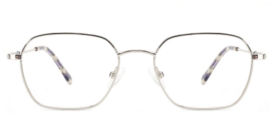 Vkyee prescription women eyeglasses square in shape with metal material, front color silver/flower.