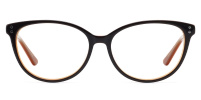 Vkyee prescription oval women eyeglasses in acetate materials, front color brown.