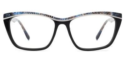 Vkyee prescription women eyeglasses in square shape made by acetate material, front color black