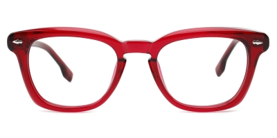 Vkyee prescription square unisex eyeglasses in mixed material, front color red.