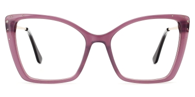 Vkyee prescription square women eyeglasses in acetate material, front color purple