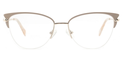Vkyee prescription women eyeglasses oval in shape with metal material, front color beige.
