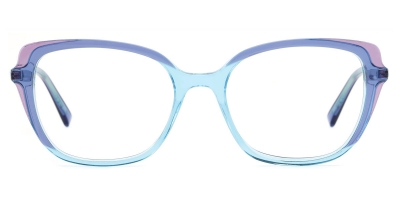 Vkyee prescription oval women eyeglasses in mixed materials, front  color blue.