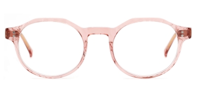 Vkyee prescription round women eyeglasses in mixed material, front color pink.